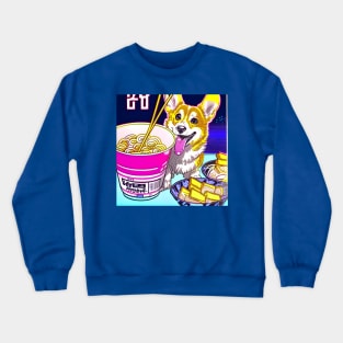 Corgi Eating Ramen Noodle Soup. Crewneck Sweatshirt